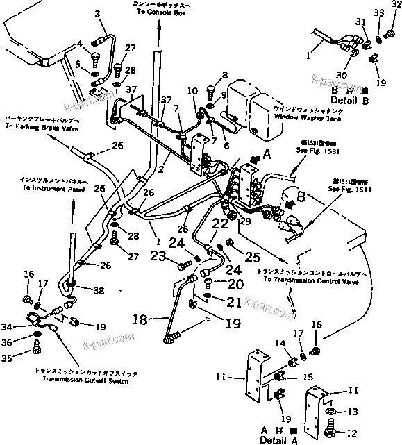 Komatsu parts book diagram for WD600-1 S/N 10001-UP: ELECTRICAL SYSTEM (FLOOR LINE)