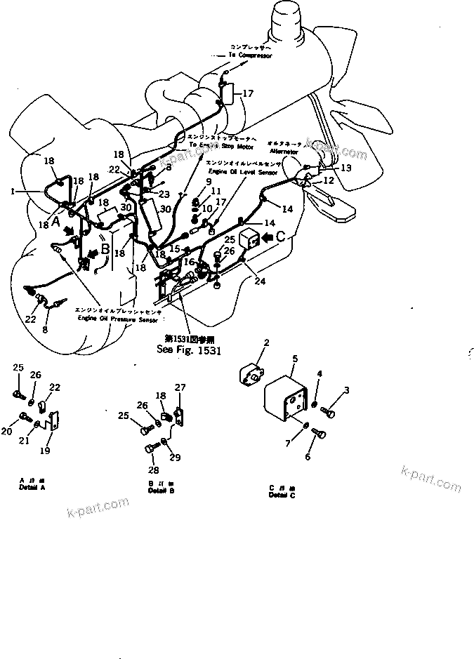 Komatsu parts book diagram for WD600-1 S/N 10001-UP: ELECTRICAL SYSTEM (ENGINE SENSOR)