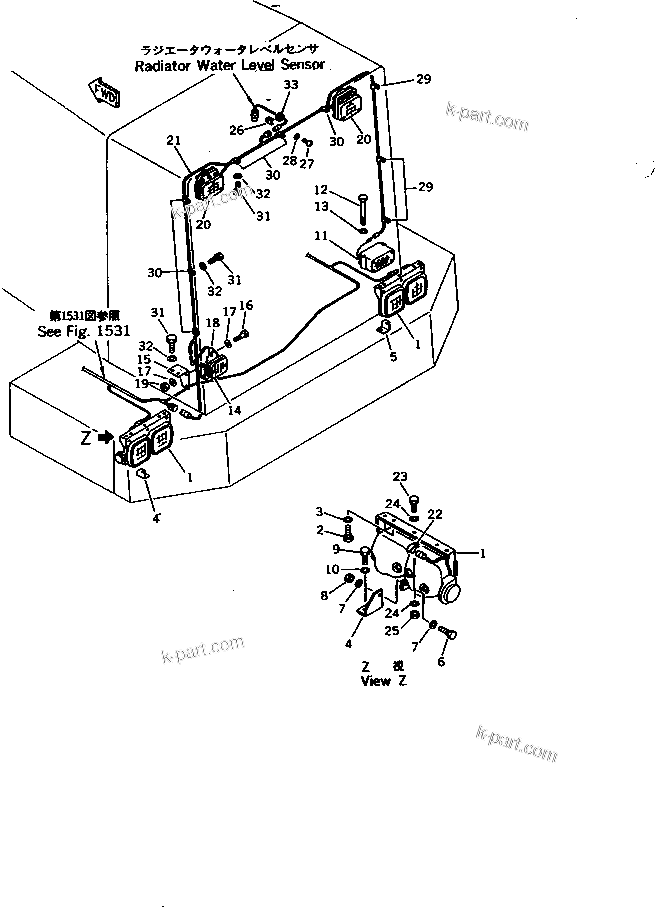 Komatsu parts book diagram for WD600-1 S/N 10001-UP: ELECTRICAL SYSTEM (REAR LAMP)