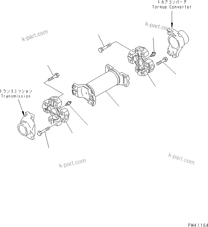 Komatsu parts book diagram for WD600-1 S/N 10001-UP: UNIVERSAL JOINT