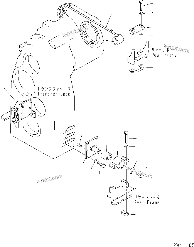 Komatsu parts book diagram for WD600-1 S/N 10001-UP: TRANSMISSION MOUNTING PARTS