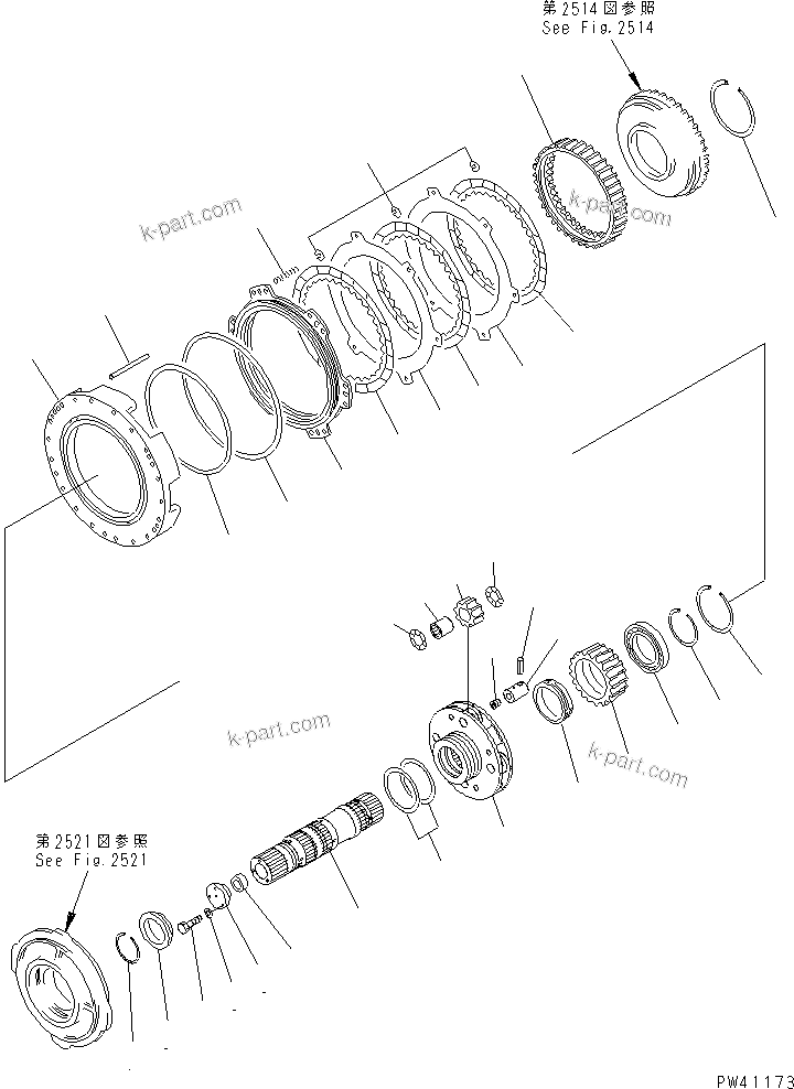 Komatsu parts book diagram for WD600-1 S/N 10001-UP: TRANSMISSION (8/10) (1ST CLUTCH)
