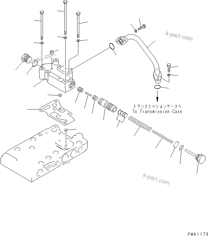 Komatsu parts book diagram for WD600-1 S/N 10001-UP: TRANSMISSION CONTROL VALVE (3/4)