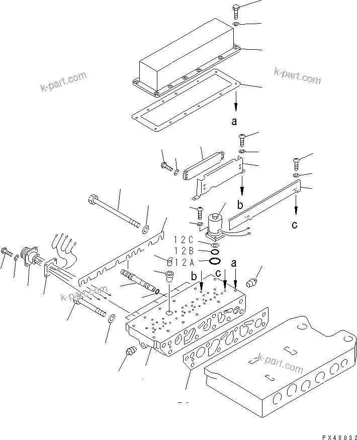 Komatsu parts book diagram for WD600-1 S/N 10001-UP: TRANSMISSION CONTROL VALVE (4/4)