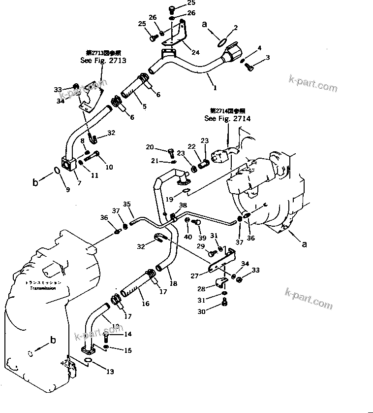 Komatsu parts book diagram for WD600-1 S/N 10001-UP: TORQFLOW TRANSMISSION PIPING (SUCTION LINE)