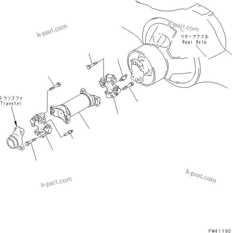 Komatsu parts book diagram for WD600-1 S/N 10001-UP: DRIVE SHAFT (REAR)