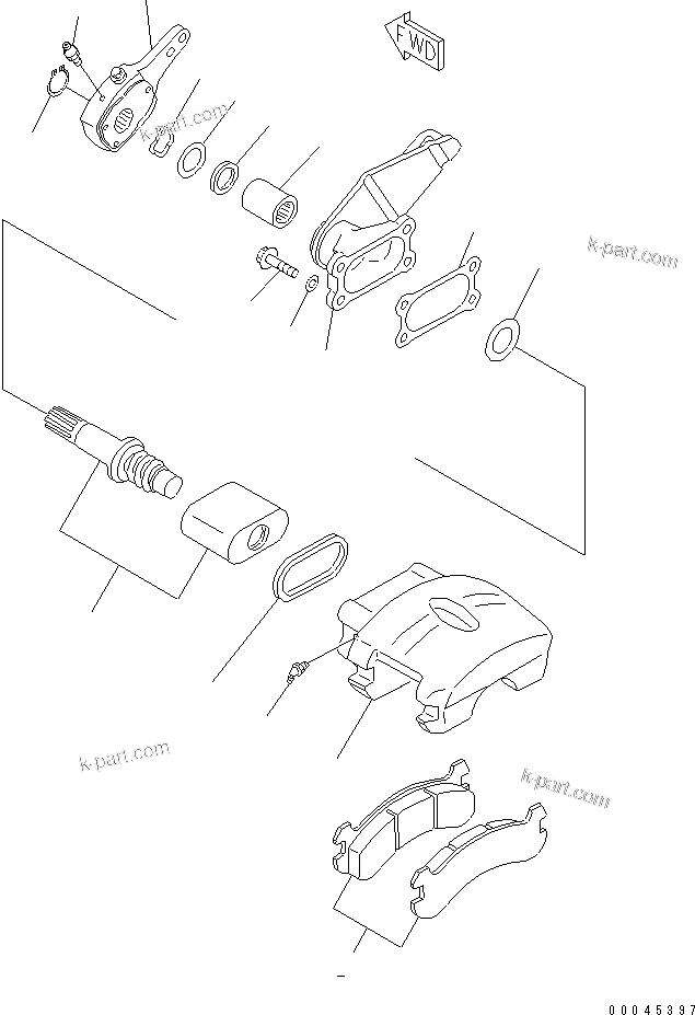 Komatsu parts book diagram for WD600-1 S/N 10001-UP: PARKING BRAKE