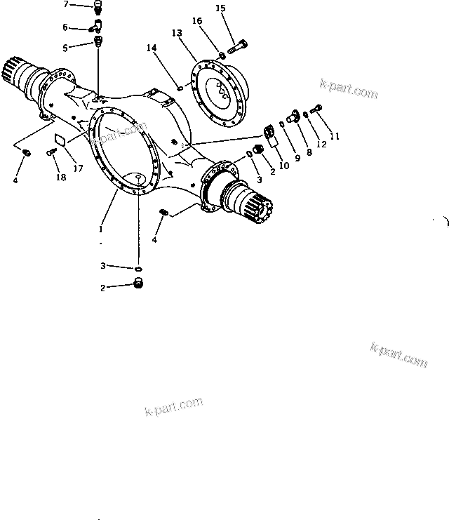 Komatsu parts book diagram for WD600-1 S/N 10001-UP: REAR AXLE HOUSING