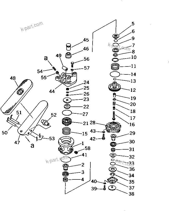 Komatsu parts book diagram for WD600-1 S/N 10001-UP: TREADLE VALVE