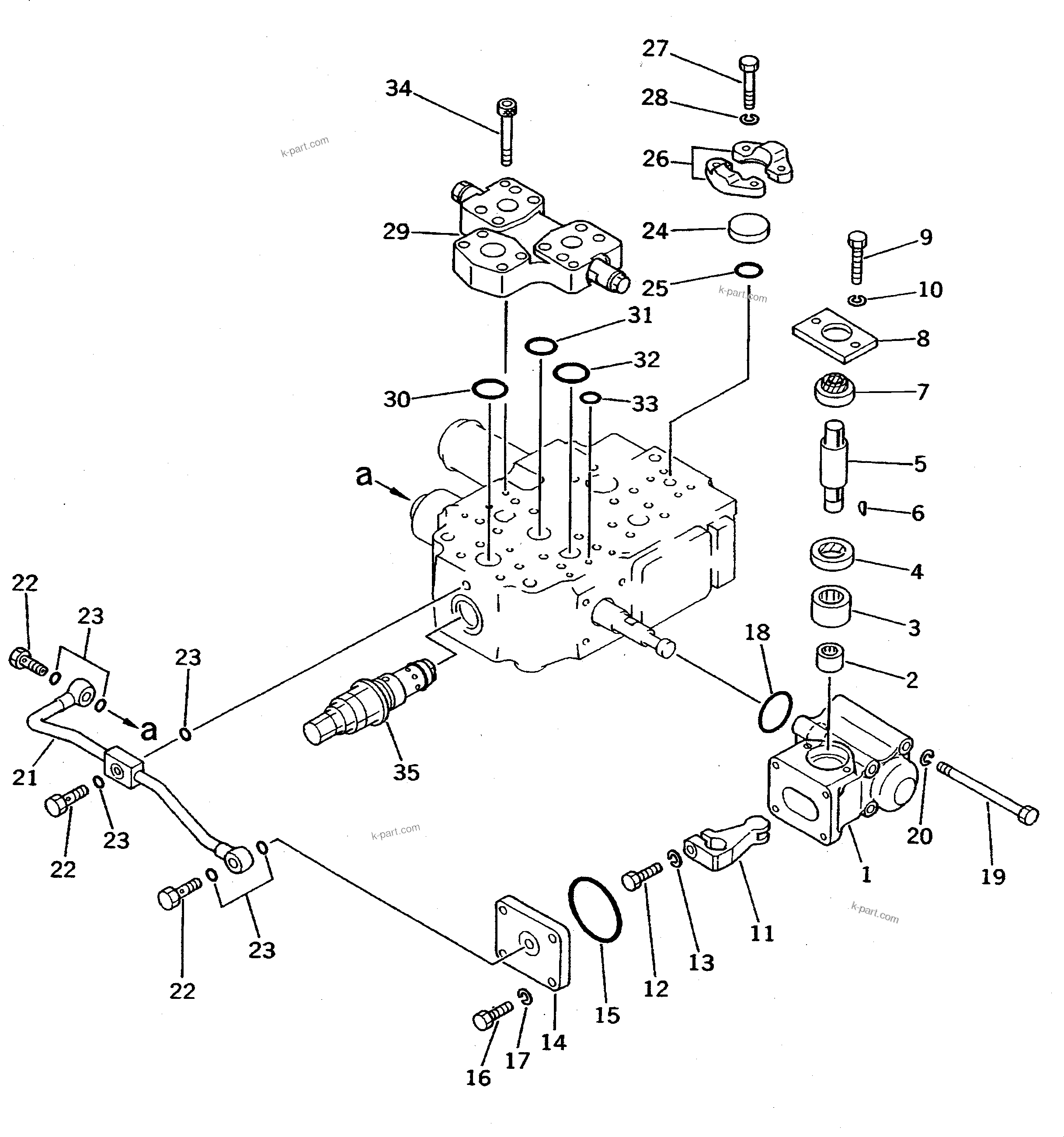 Komatsu parts book diagram for WD600-1 S/N 10001-UP: STEERING DEMAND VALVE (2/3)