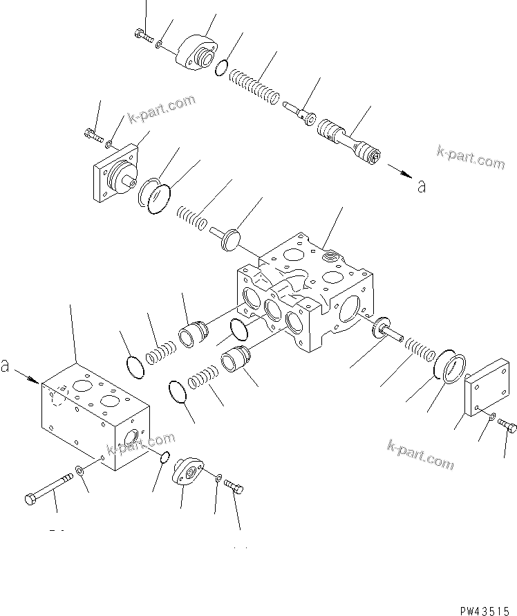 Komatsu parts book diagram for WD600-1 S/N 10001-UP: DIVERTER VALVE (FOR EMERGENCY STEERING)