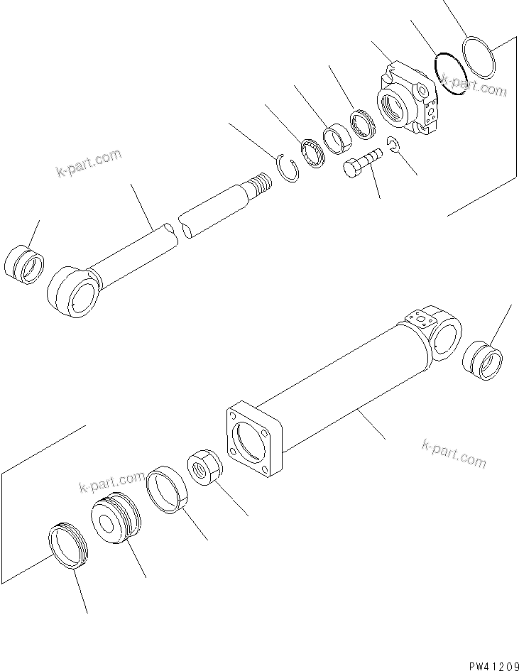 Komatsu parts book diagram for WD600-1 S/N 10001-UP: STEERING CYLINDER
