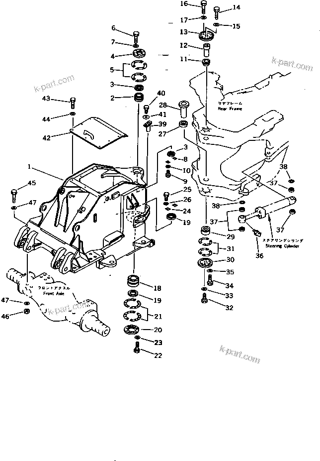 Komatsu parts book diagram for WD600-1 S/N 10001-UP: FRONT FRAME