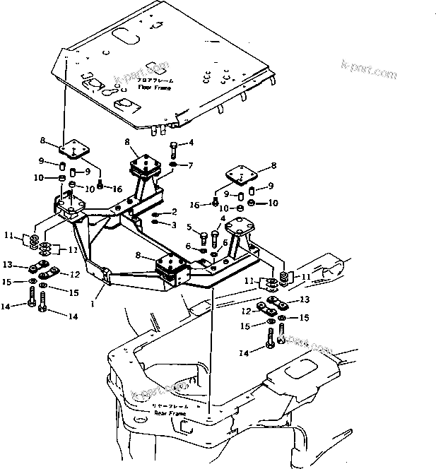 Komatsu parts book diagram for WD600-1 S/N 10001-UP: FLOOR SUPPORT