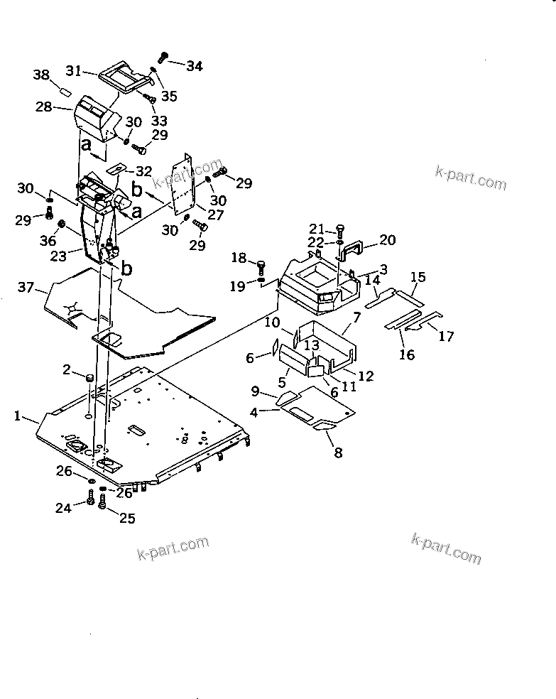 Komatsu parts book diagram for WD600-1 S/N 10001-UP: FLOOR FRAME AND DASHBOARD