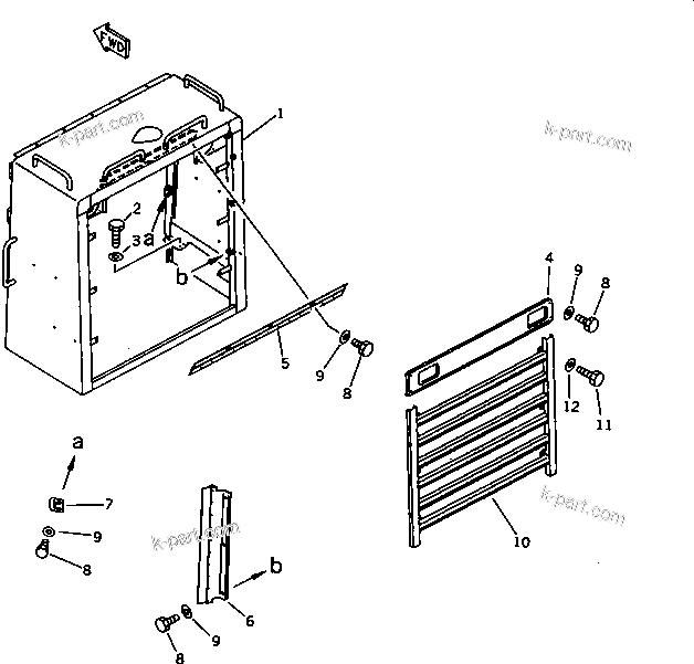 Komatsu parts book diagram for WD600-1 S/N 10001-UP: RADIATOR GUARD