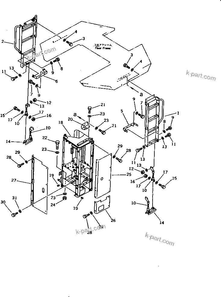 Komatsu parts book diagram for WD600-1 S/N 10001-UP: LADDER AND AIR COMPONENT BOX