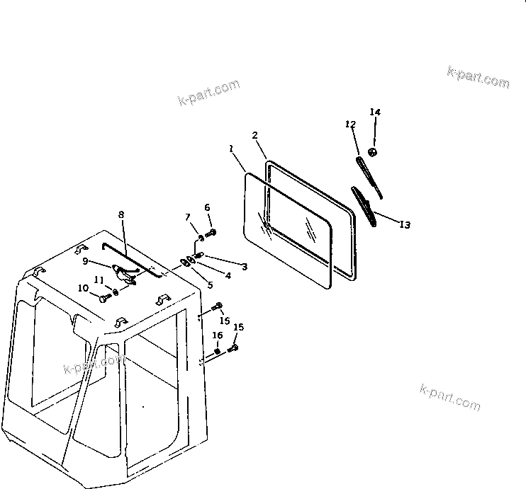 Komatsu parts book diagram for WD600-1 S/N 10001-UP: OPERATOR'S CAB (3/7) (REAR)