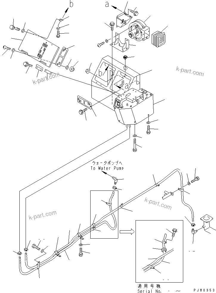 Komatsu parts book diagram for WD600-1 S/N 10001-UP: AIR CONDITIONER (NIPPON DENSO) (2/4) (WATER PIPING AND WIRING)   (R134A)(#.-)