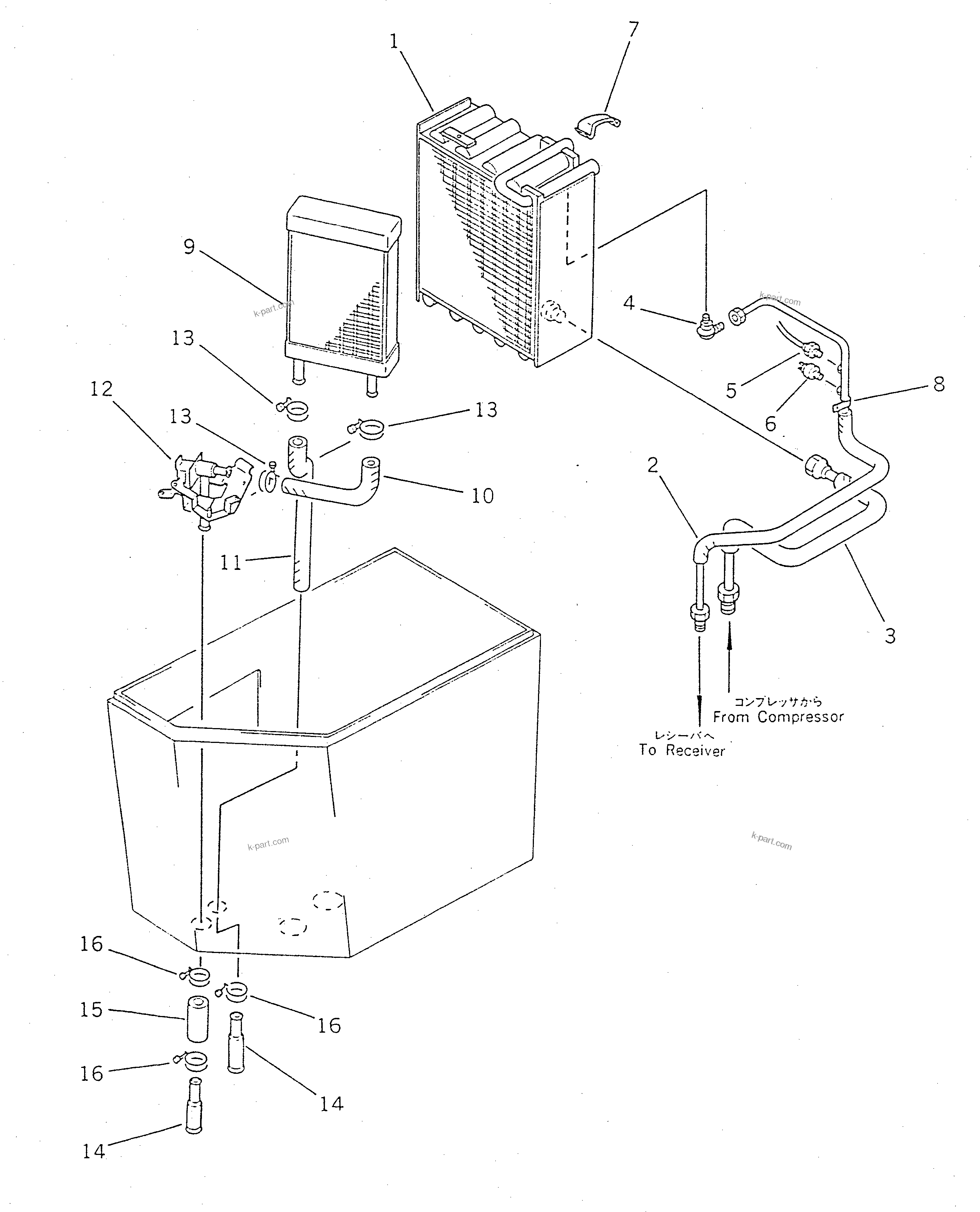 Komatsu parts book diagram for WD600-1 S/N 10001-UP: AIR CONDITIONER UNIT (NIPPON DENSO) (2/5) (EVAPORATOR ? HEATER    COIL AND RELATED PARTS)(#10001-.)