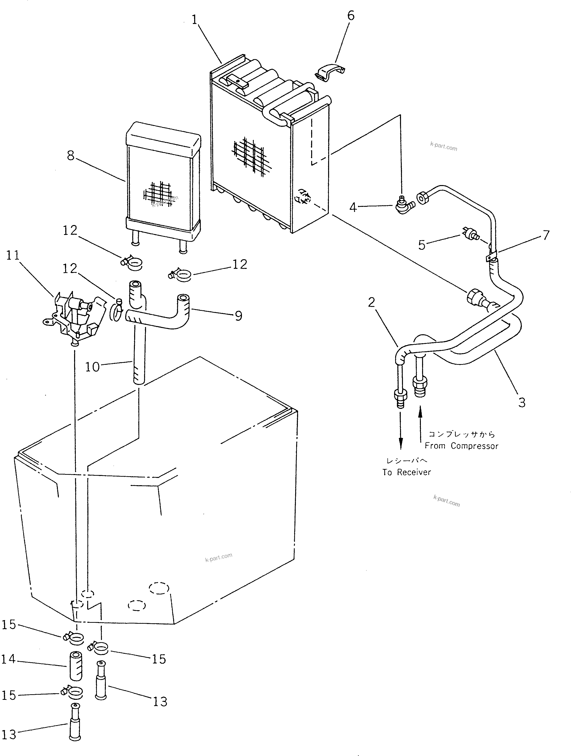 Komatsu parts book diagram for WD600-1 S/N 10001-UP: AIR CONDITIONER UNIT (NIPPON DENSO) (2/5) (EVAPORATOR ? HEATER    COIL AND RELATED PARTS) (R134A)(#.-)