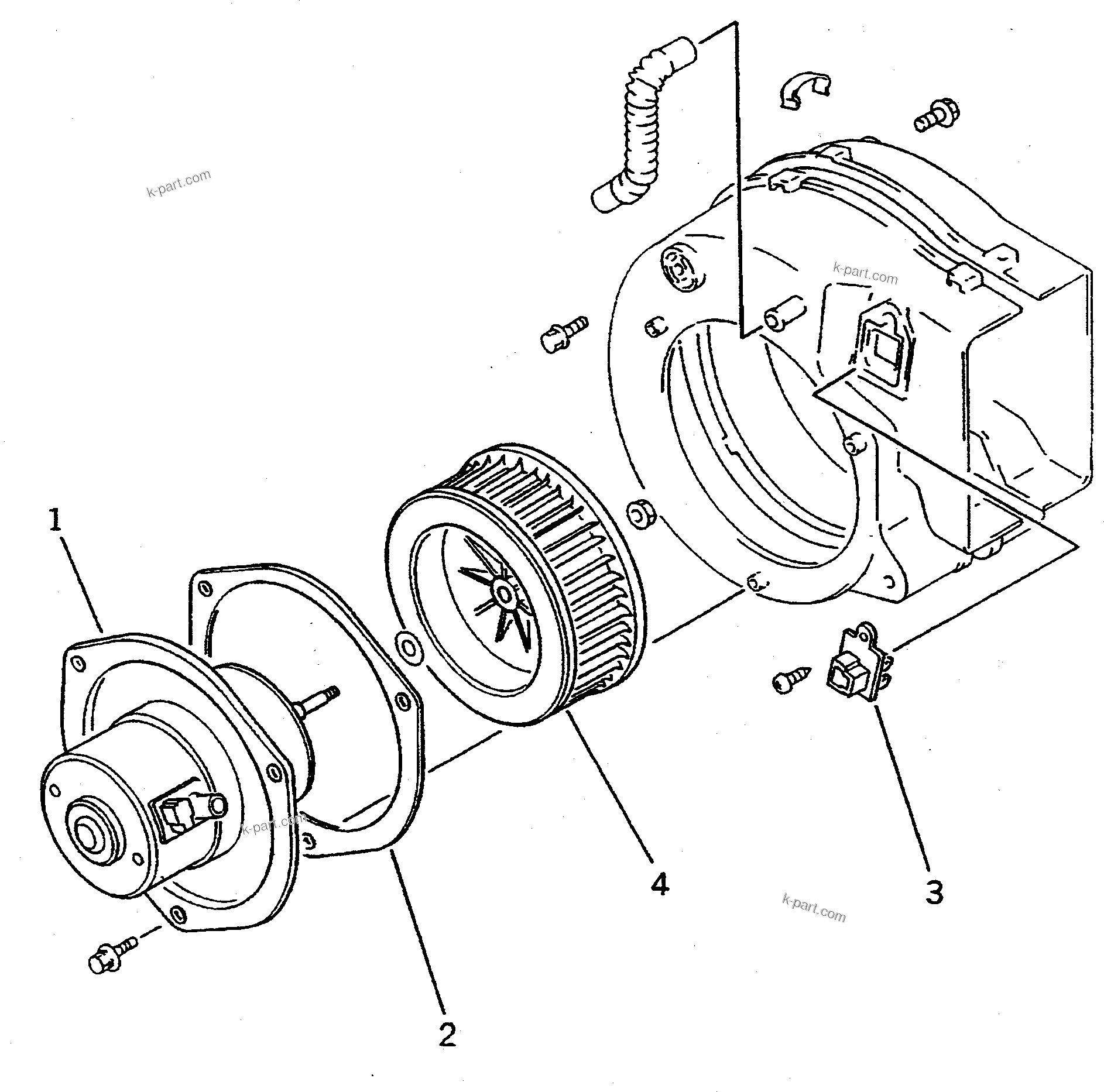 Komatsu parts book diagram for WD600-1 S/N 10001-UP: AIR CONDITIONER UNIT (NIPPON DENSO) (3/5) (BLOWER)