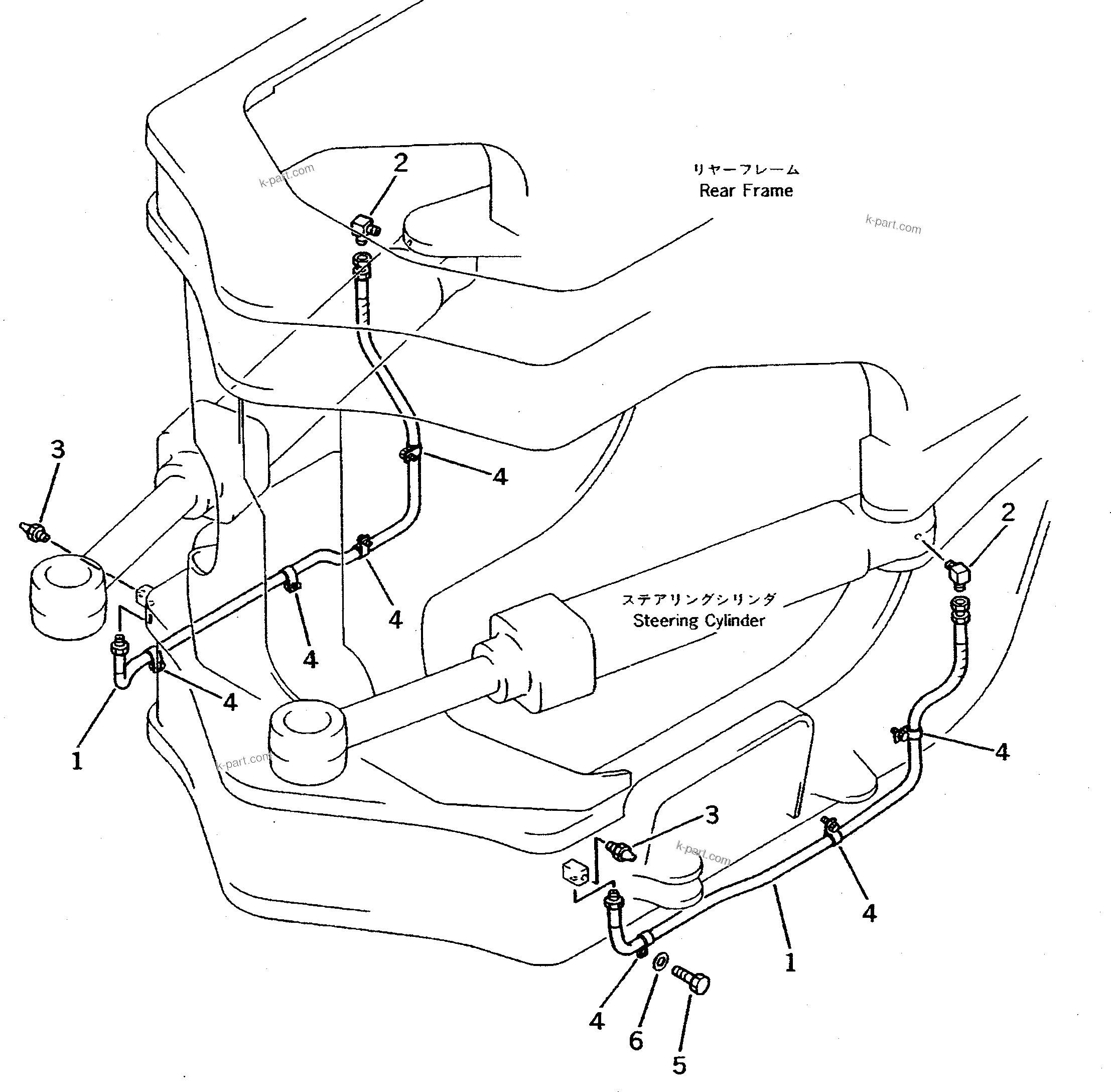 Komatsu parts book diagram for WD600-1 S/N 10001-UP: LUBRICATOR (REAR)