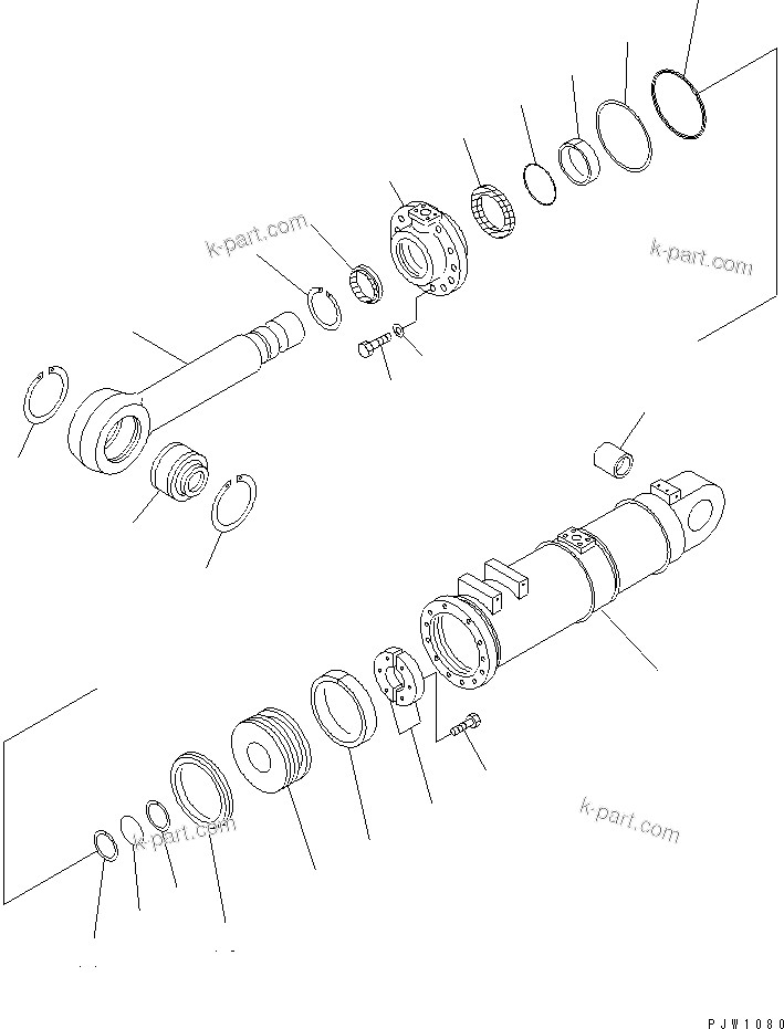 Komatsu parts book diagram for WD600-1 S/N 10001-UP: TILT AND PITCH CYLINDER(#10162-)