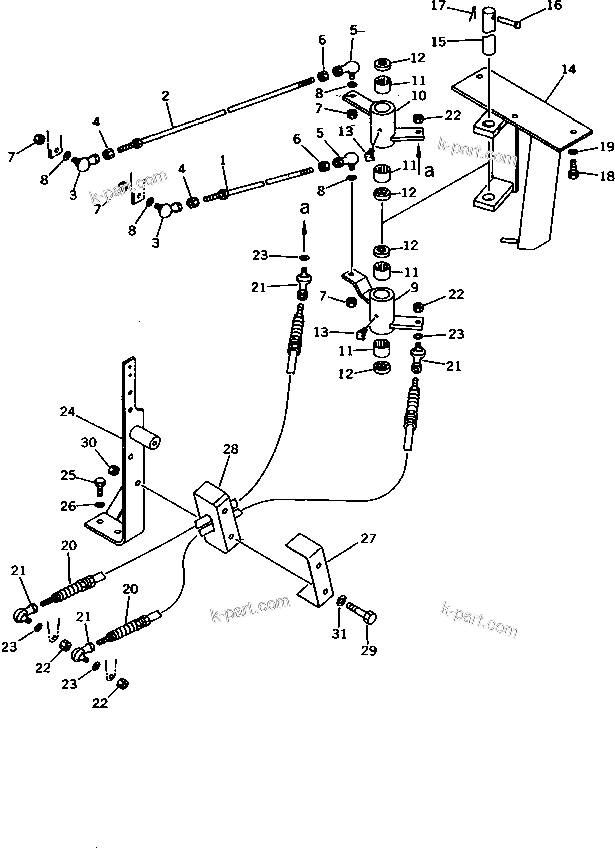 Komatsu parts book diagram for WD600-1 S/N 10001-UP: WORK EQUIPMENT CONTROL LINKAGE (2/2)