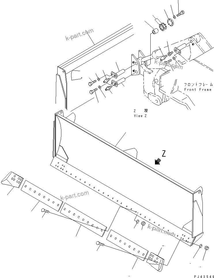 Komatsu parts book diagram for WD600-1 S/N 10001-UP: BLADE(#10001-10161)
