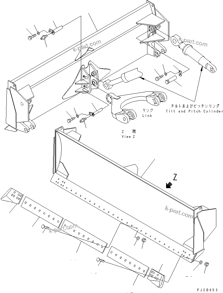 Komatsu parts book diagram for WD600-1 S/N 10001-UP: BLADE(#10162-)