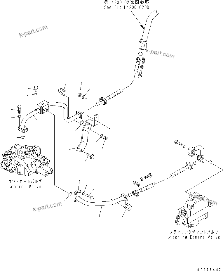 Komatsu parts book diagram for WD600-3 S/N 50001-UP: HYDRAULIC MAIN VALVE (DELIVERY LINE ? FOR CONTROL VALVE)(#50093-)