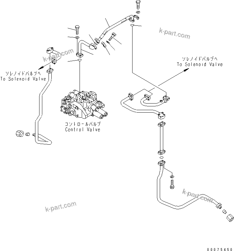 Komatsu parts book diagram for WD600-3 S/N 50001-UP: HYDRAULIC MAIN VALVE (TILT CYLINDER BOTTOM LINE)(#50093-)