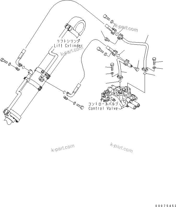 Komatsu parts book diagram for WD600-3 S/N 50001-UP: HYDRAULIC MAIN VALVE (LIFT CYLINDER LINE)(#50093-)