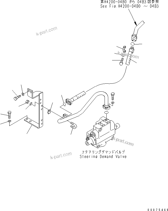 Komatsu parts book diagram for WD600-3 S/N 50001-UP: HYDRAULIC LINE (DELIVERY LINE ? FOR STEERING DEMAND VALVE ? FRONT) (-40ЯC SPEC.)(#50093-)