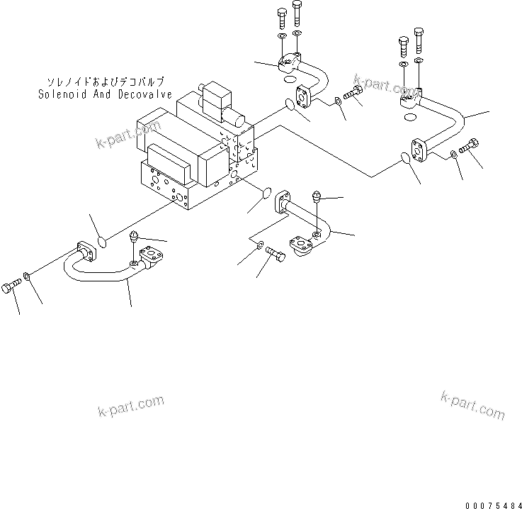 Komatsu parts book diagram for WD600-3 S/N 50001-UP: HYDRAULIC LINE (SOLENOID VALVE LINE ? 1/2) (-40ЯC SPEC.)(#50093-)
