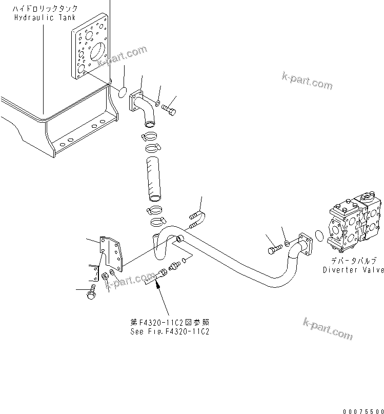 Komatsu parts book diagram for WD600-3 S/N 50001-UP: EMERGENCY STEERING PIPING (SUCTION PIPING)(#50093-)