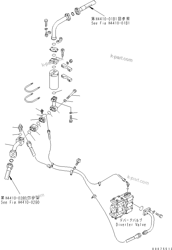Komatsu parts book diagram for WD600-3 S/N 50001-UP: EMERGENCY STEERING PIPING (PILOT LINE) (WITH IN-LINE FILTER)(#50093-)