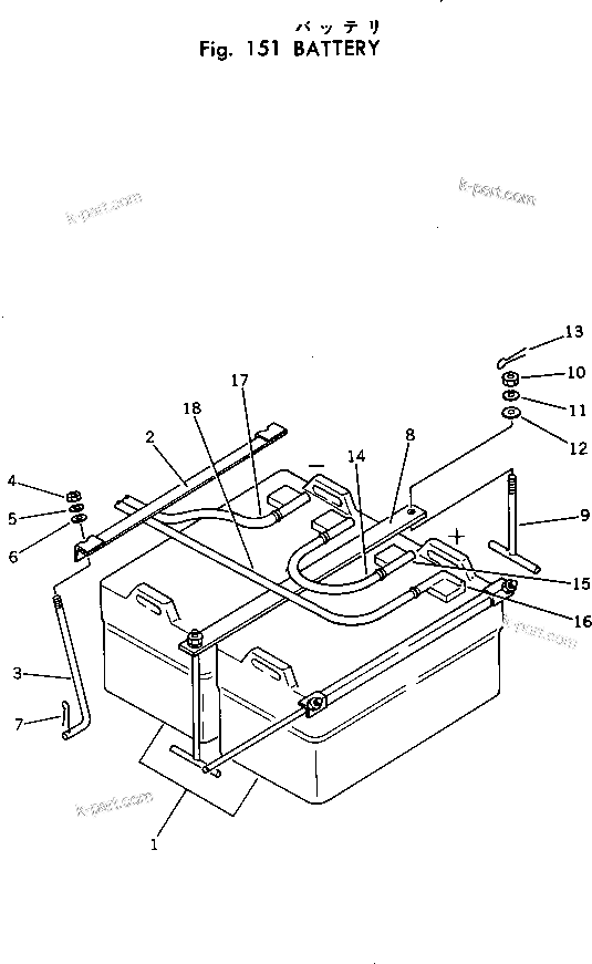 Komatsu parts book diagram for WF22A-2 S/N 1011-UP: BATTERY