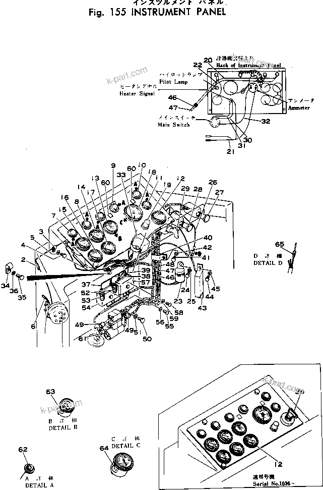 Komatsu parts book diagram for WF22A-2 S/N 1011-UP: INSTRUMENT PANEL