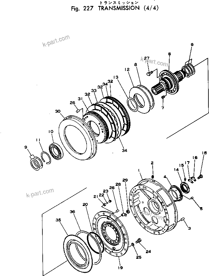 Komatsu parts book diagram for WF22A-2 S/N 1011-UP: TRANSMISSION (4/4)