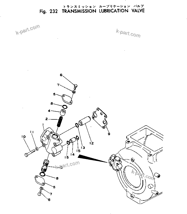 Komatsu parts book diagram for WF22A-2 S/N 1011-UP: TRANSMISSION LUBRICATION VALVE