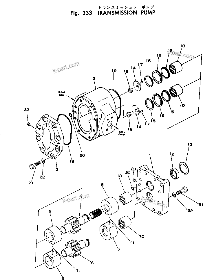 Komatsu parts book diagram for WF22A-2 S/N 1011-UP: TRANSMISSION PUMP