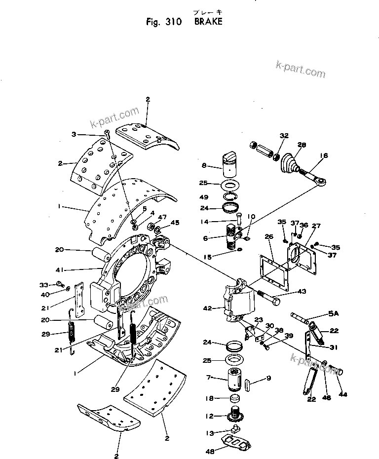 Komatsu parts book diagram for WF22A-2 S/N 1011-UP: BRAKE