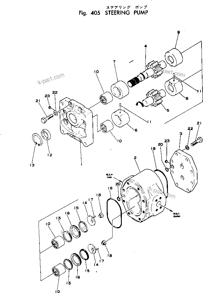 Komatsu parts book diagram for WF22A-2 S/N 1011-UP: STEERING PUMP