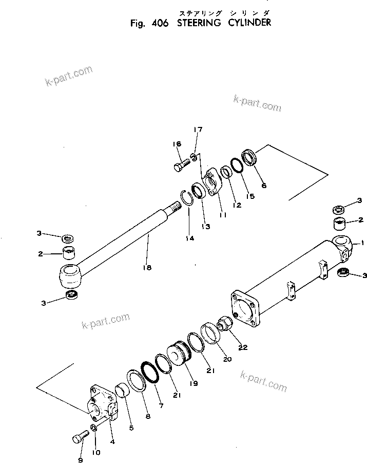 Komatsu parts book diagram for WF22A-2 S/N 1011-UP: STEERING CYLINDER