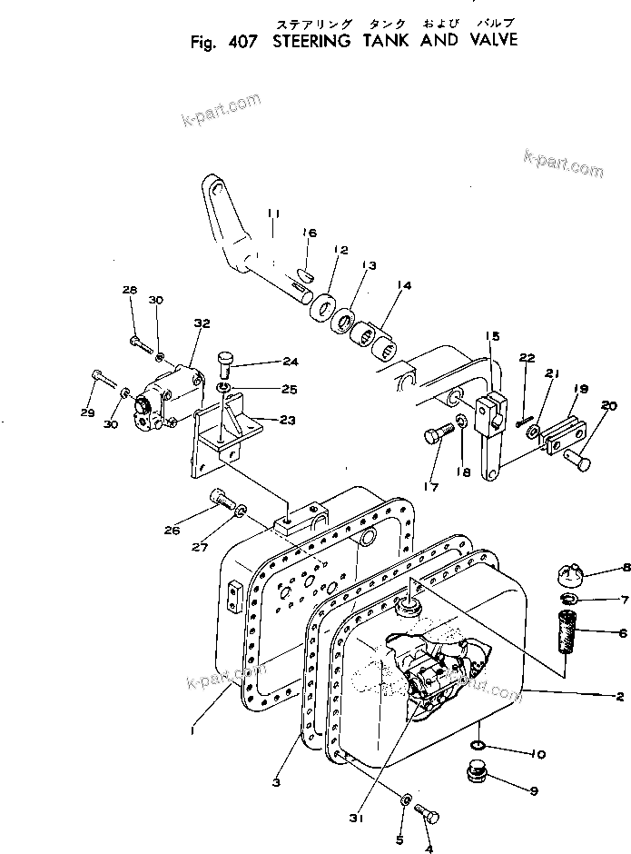 Komatsu parts book diagram for WF22A-2 S/N 1011-UP: STEERING TANK AND VALVE