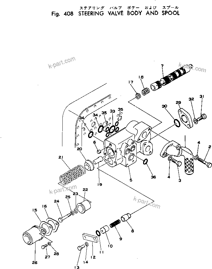 Komatsu parts book diagram for WF22A-2 S/N 1011-UP: STEERING VALVE (1/2) (BODY AND SPOOL)