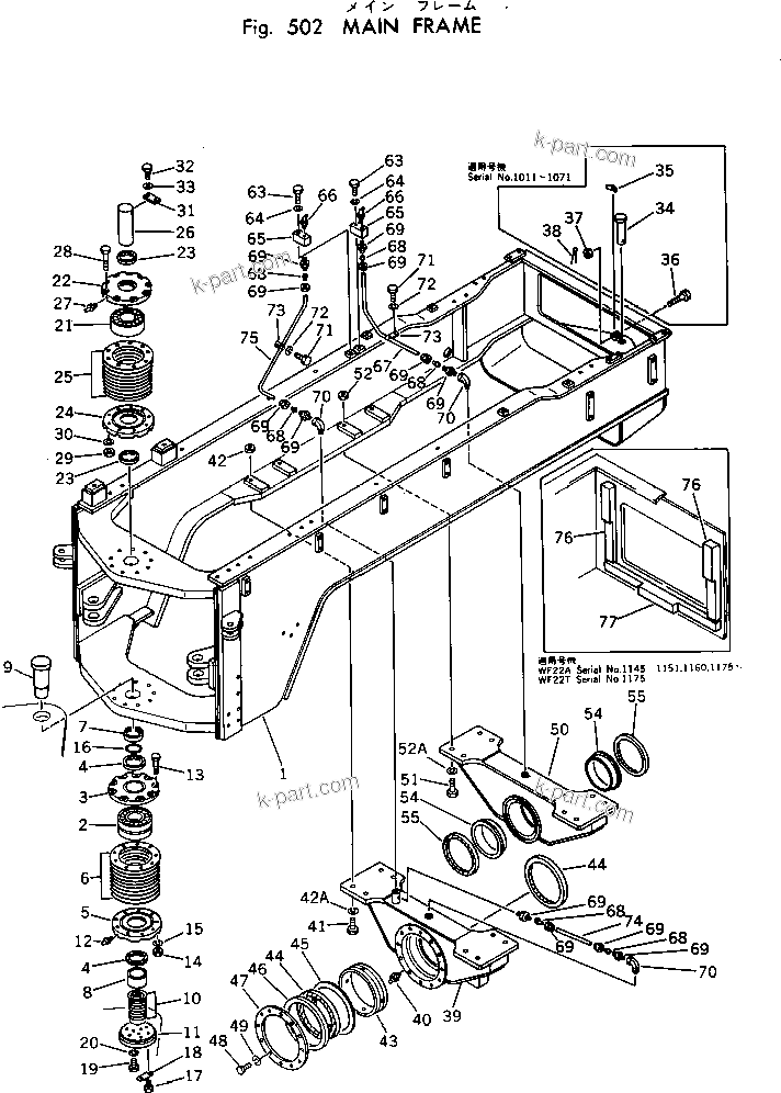 Komatsu parts book diagram for WF22A-2 S/N 1011-UP: MAIN FRAME