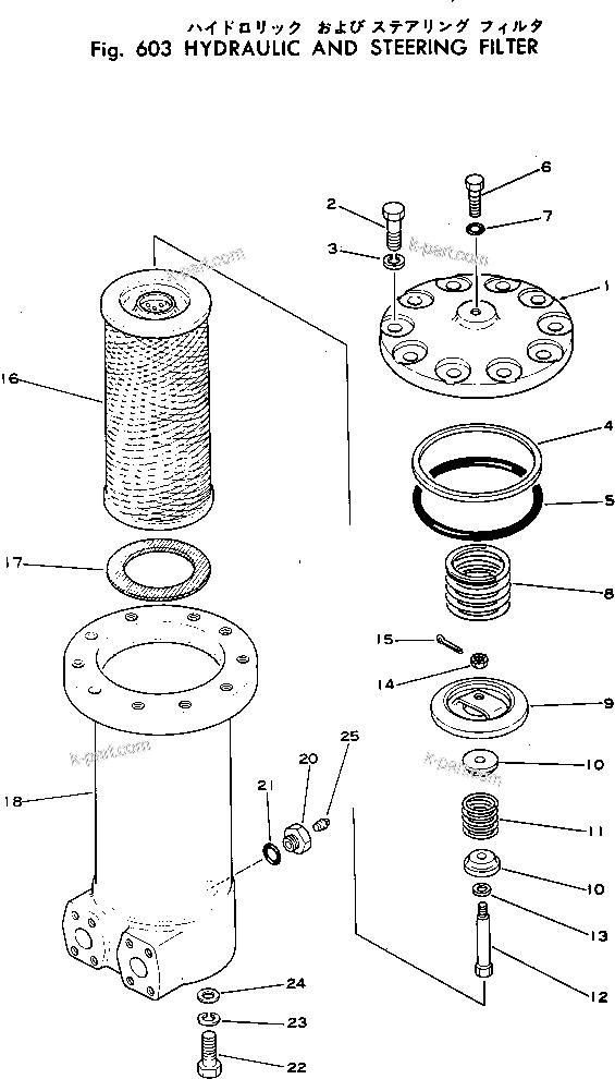 Komatsu parts book diagram for WF22A-2 S/N 1011-UP: HYDRAULIC AND STEERING FILTER
